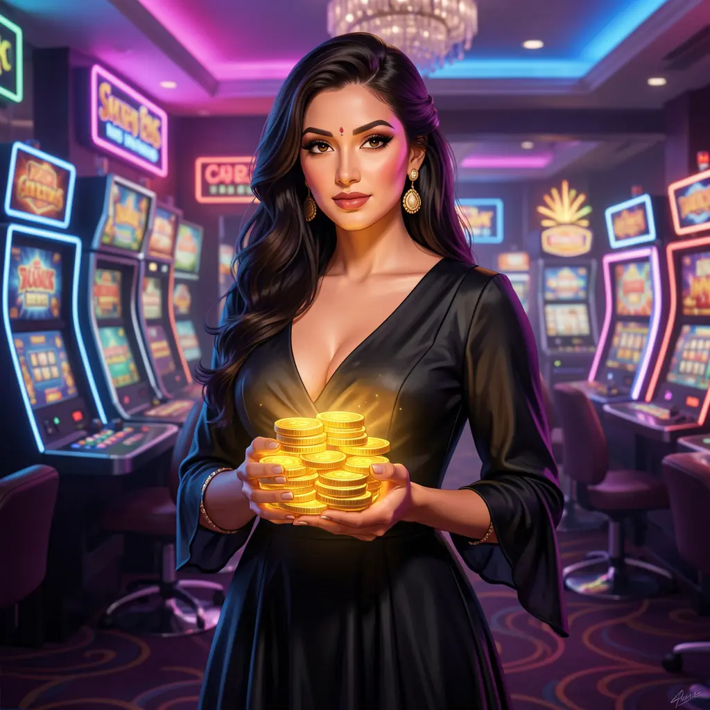 Stylish casino player holding poker chips in a vibrant gaming atmosphere representing premium online casino entertainment at 83OK in Bangladesh